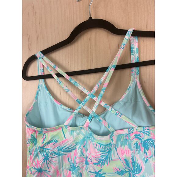 Lilly Pulitzer Luxletic Palm Print Tank Top M Built-In Bra Athletic - Picture 5 of 10
